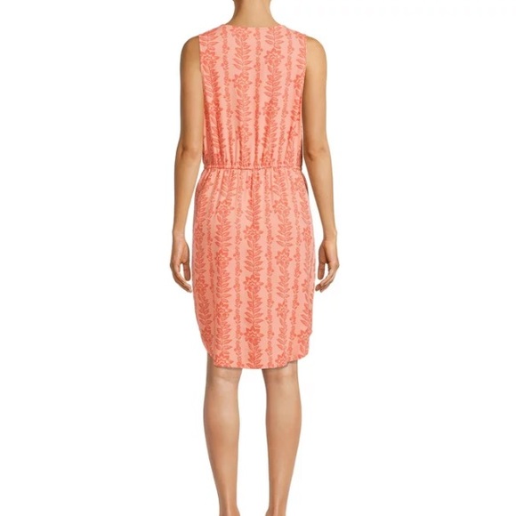 5/$25 NWT Time and Tru Coral Floral Sleeveless Drawstring Dress - Picture 5 of 6